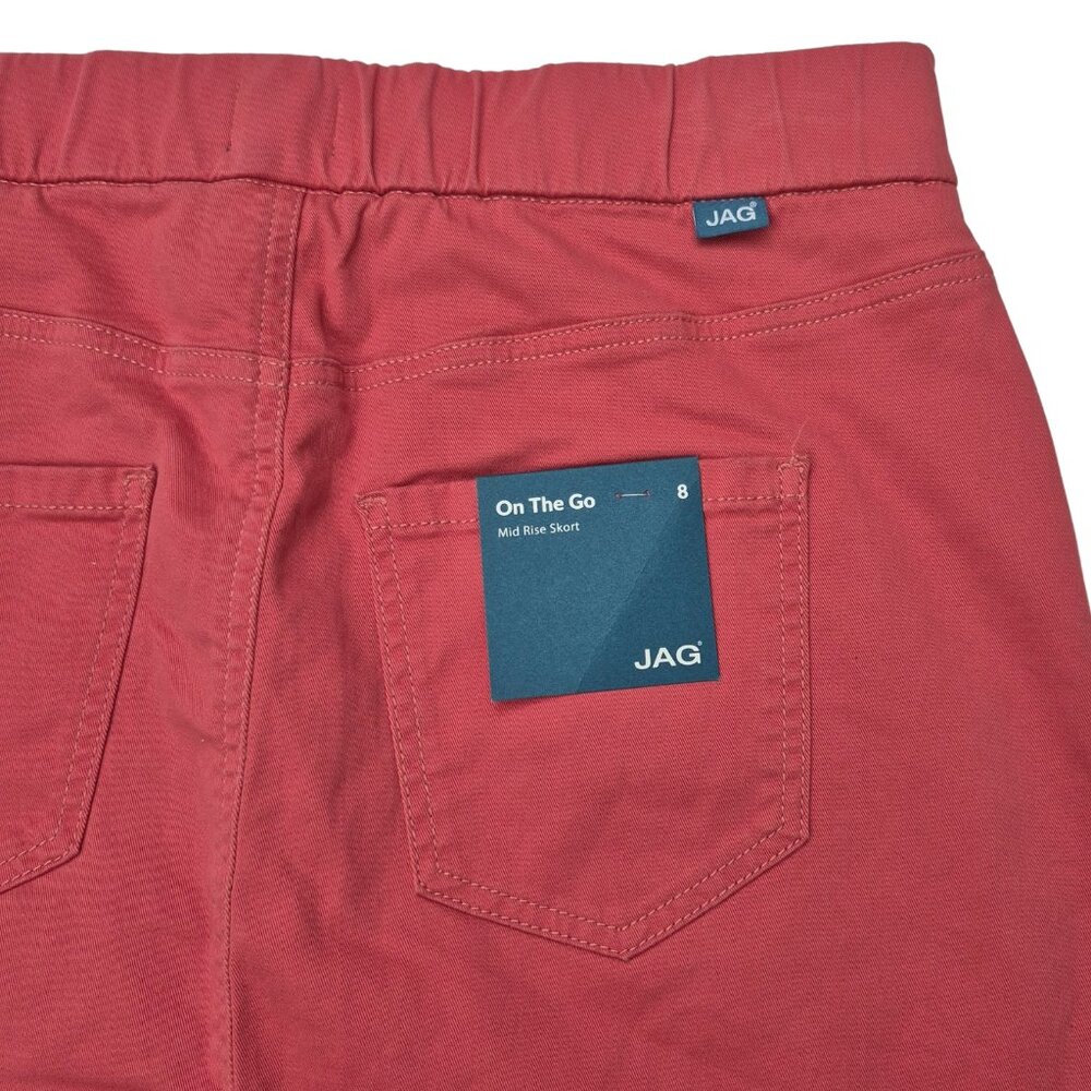 JAG On The Go Pull-On Elastic Waistband Stretch Skort Women's 8 Rose 5 Pockets - Picture 10 of 11
